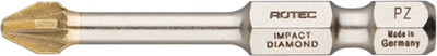 Embout à vis à percussion Rotec pz 2 | l=50 | e6.3 | diamant | 2 pièces - 817.13022