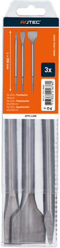 Rotec opti-line | jeu de burins sds-plus | 3 pièces (bêche plate à pointe) - 214.9000