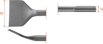 Burin plat Rotec sds max courbé 80x300mm