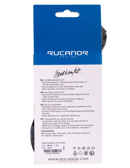 Rucanor Running chaussettes courte 2-pack Black Taille 39-42
