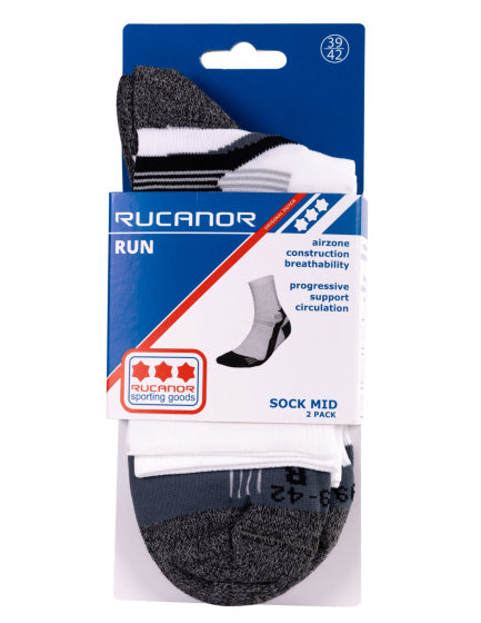 Rucanor Running Choches Long 2 pack White Grey Taille 35-38