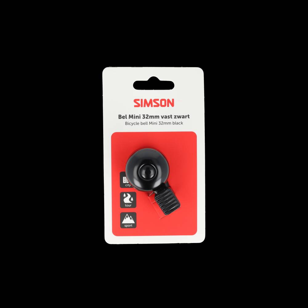 Simson sonnette de vélo mini 32mm fixe montage plastique noir