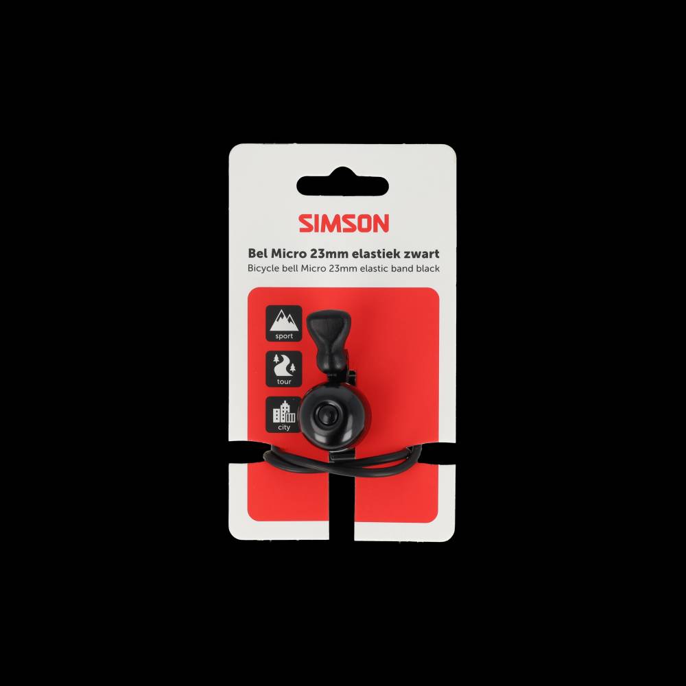 Simson sonnette de vélo micro 23mm fixation élastique en caoutchouc noir