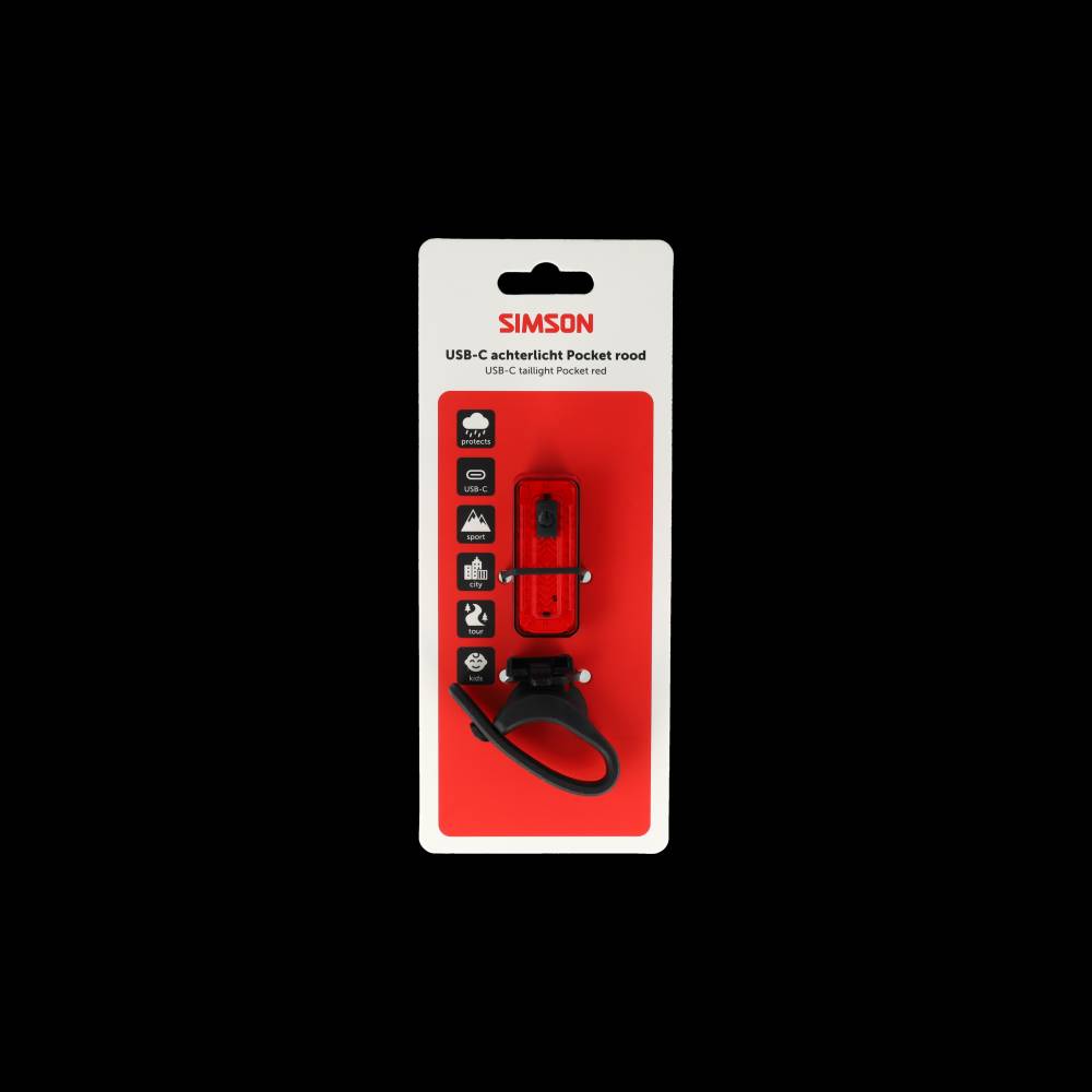 Lampe de poche LED Simson USB-C rouge