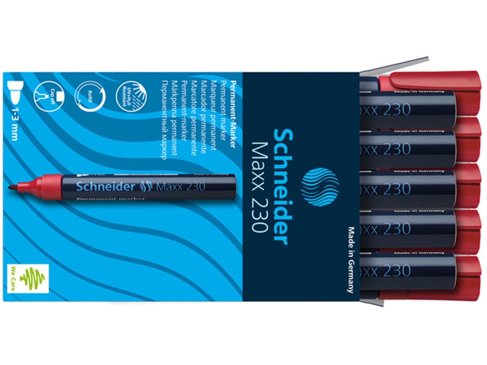 Schneider marqueur permanent 230 rond rouge 10 pcs