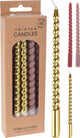 Bougies déco torsadées mini 17cm lot de 10
