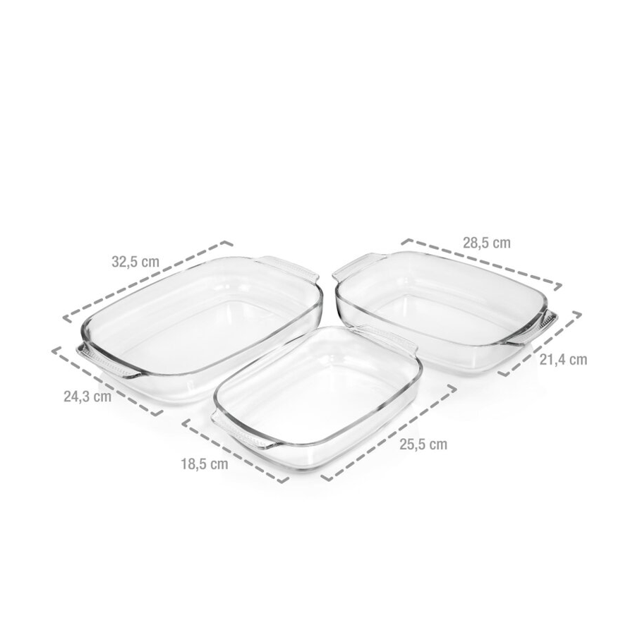 Sänger set de plats à four en verre rectangulaire 3 pièces