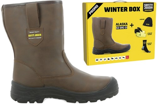 Boîte d'hiver Ty Safe Jogger | Botte de sécurité Alaska + chaussettes + gants + chapeau | marron | taille 43 - si9805430