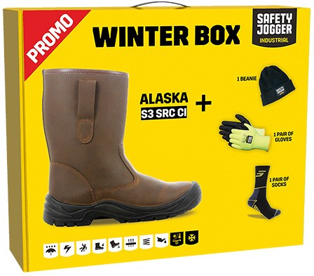 Boîte d'hiver Ty Safe Jogger | Botte de sécurité Alaska + chaussettes + gants + chapeau | marron | taille 45 - si9805450