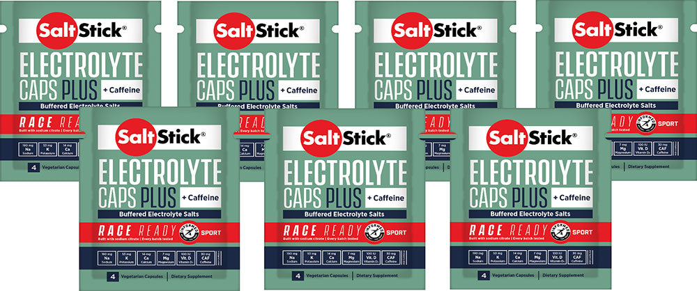 Bouchons d'électrolytes Saltstick plus+pack test caféine 7x4,4g