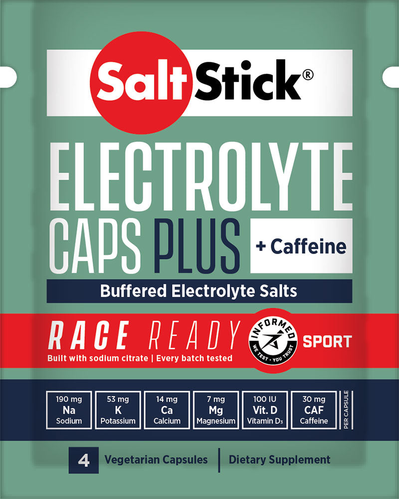 Bouchons d'électrolytes Saltstick plus+pack test caféine 7x4,4g