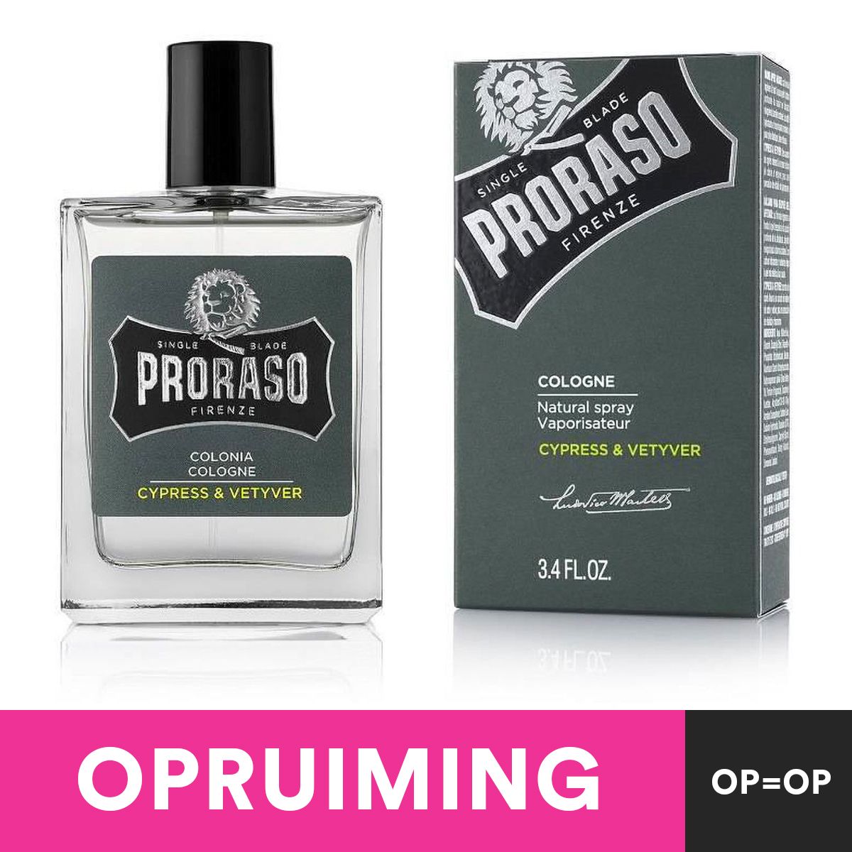 Proraso eau de Cologne spray naturel cyprès vétyver 100ml