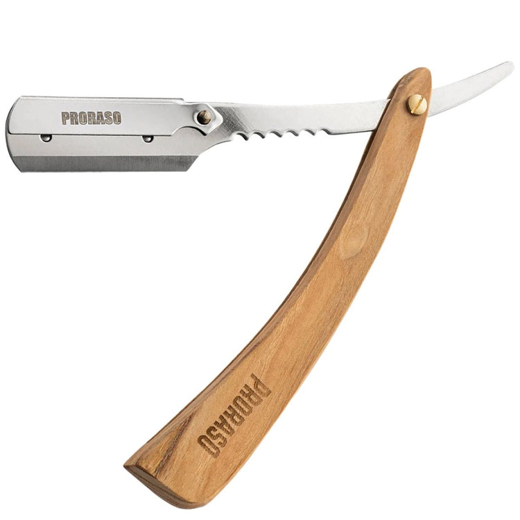Proraso couteau de coupe barber shatte bois clair