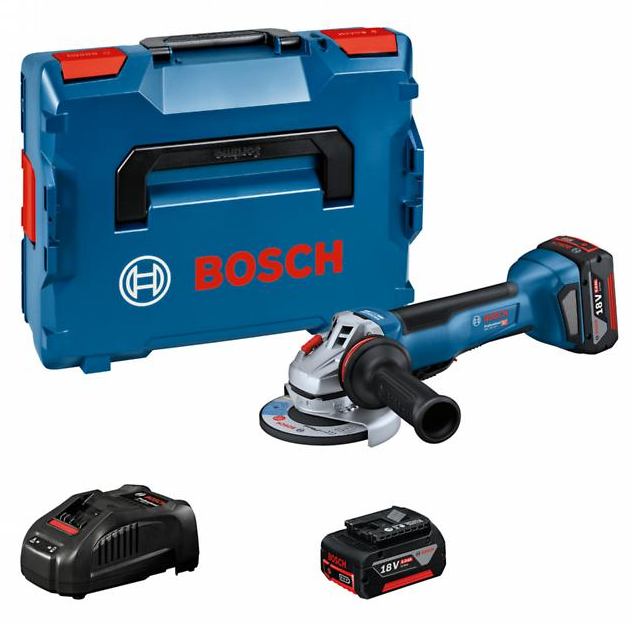 Meuleuse d'angle à batterie Bosch blue gws 18v-10 p | 125 mm | 2 batteries 5,0 Ah + chargeur | dans l-boxx - 06019j4101