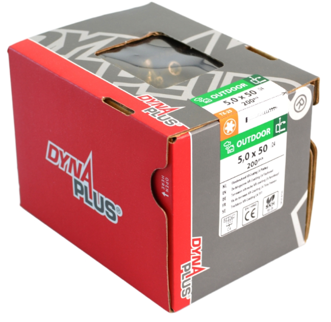 Vis de terrasse Dynaplus xtreme ar-bronze tête plate filetage partiel-60° + pointe coupante torx tx25 5.0x50 25 | 1250 pièces - 0289.13.41901