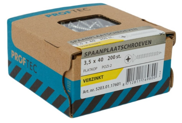Vis pour panneaux d'aggloméré Proftec vz pk pz2 3,5x40 | 200 pièces - 5203.01.17601