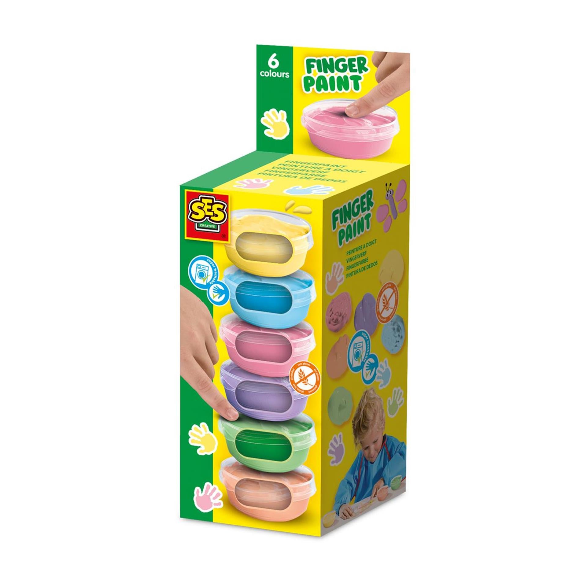 Ses peinture au doigt pastel 6 couleurs x 45 ml