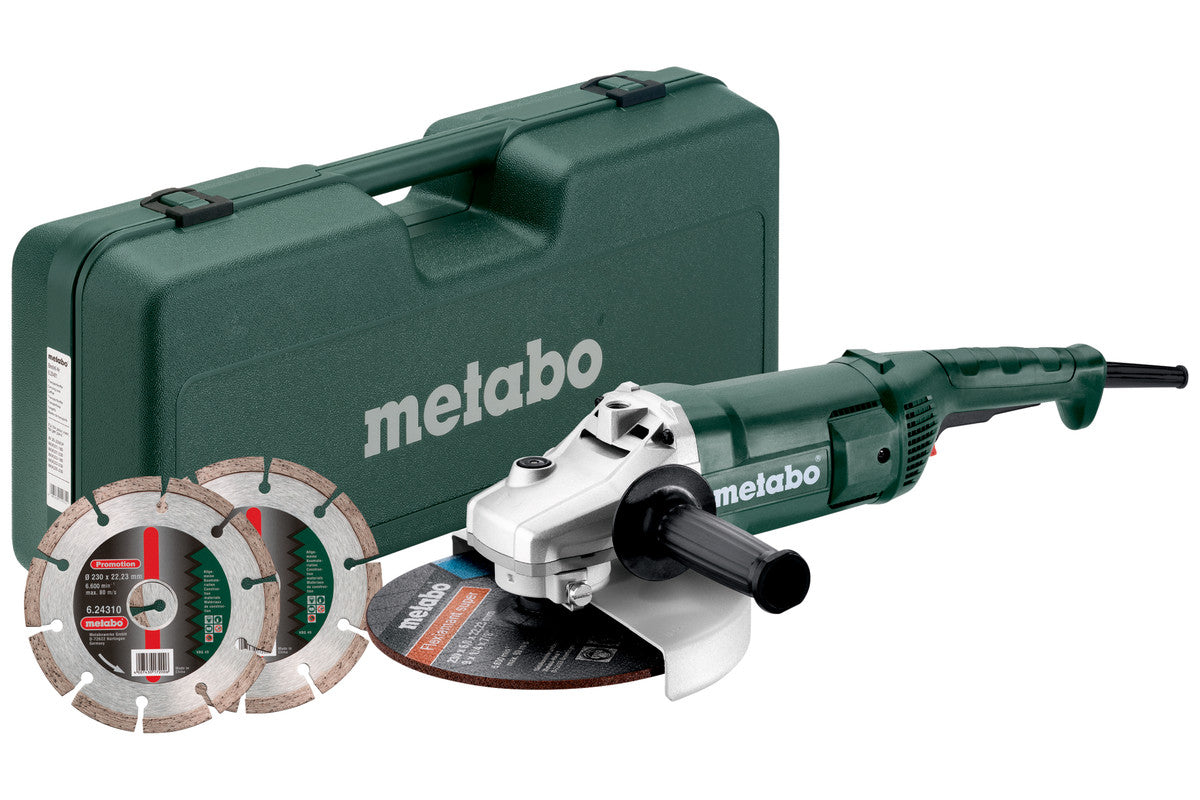 Ensemble de meuleuse d'angle Metabo we 2200-230 | 230 mm | avec étui et 2 disques abrasifs - 691081000