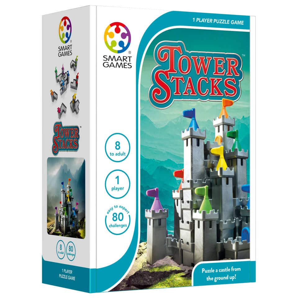 Les piles de tour de jeux construisent un château avec ce puzzle de piles de tour