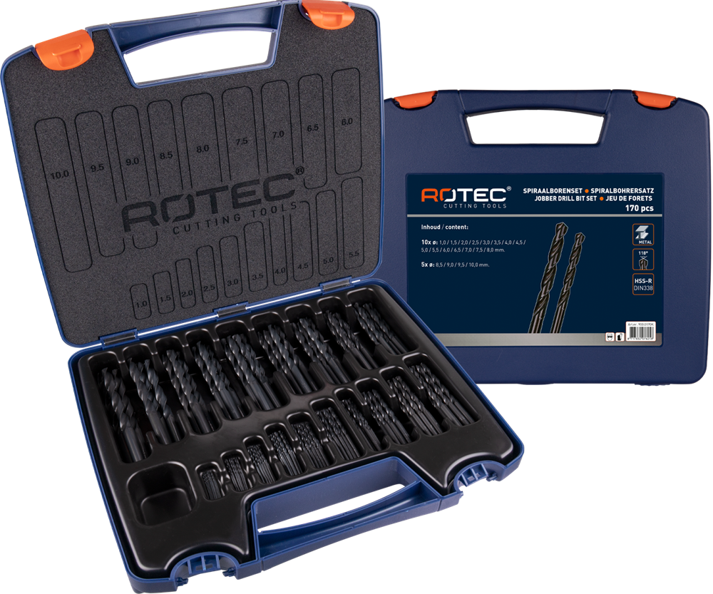 Jeu de forets hélicoïdaux Rotec 1-13x0,5mm hss 202 pièces