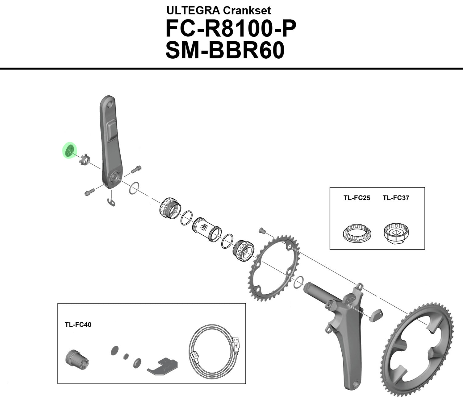 Capuchon extérieur Shimano pour FC-R8100-P