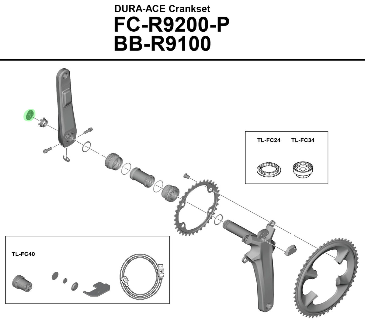 Capuchon extérieur Shimano pour FC-R9200-P