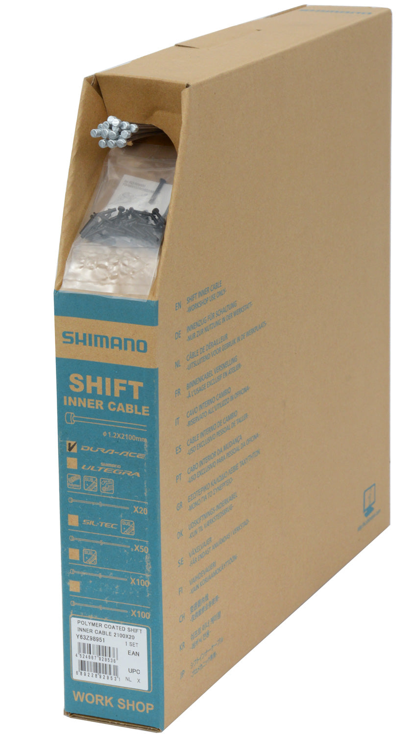 Fil d'engrenage Shimano dura ace enduit polymère 1,2mm x 2100mm boîte de 20 pièces