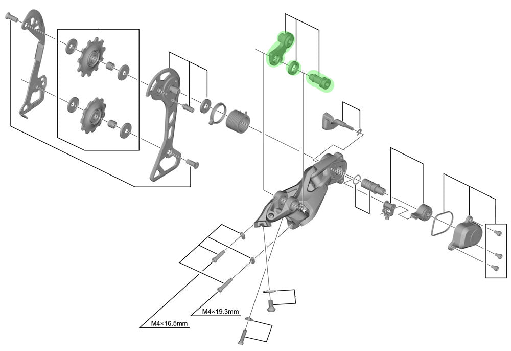 Unité d'essieu Shimano pour support de dérailleur arrière rd-m7000-11
