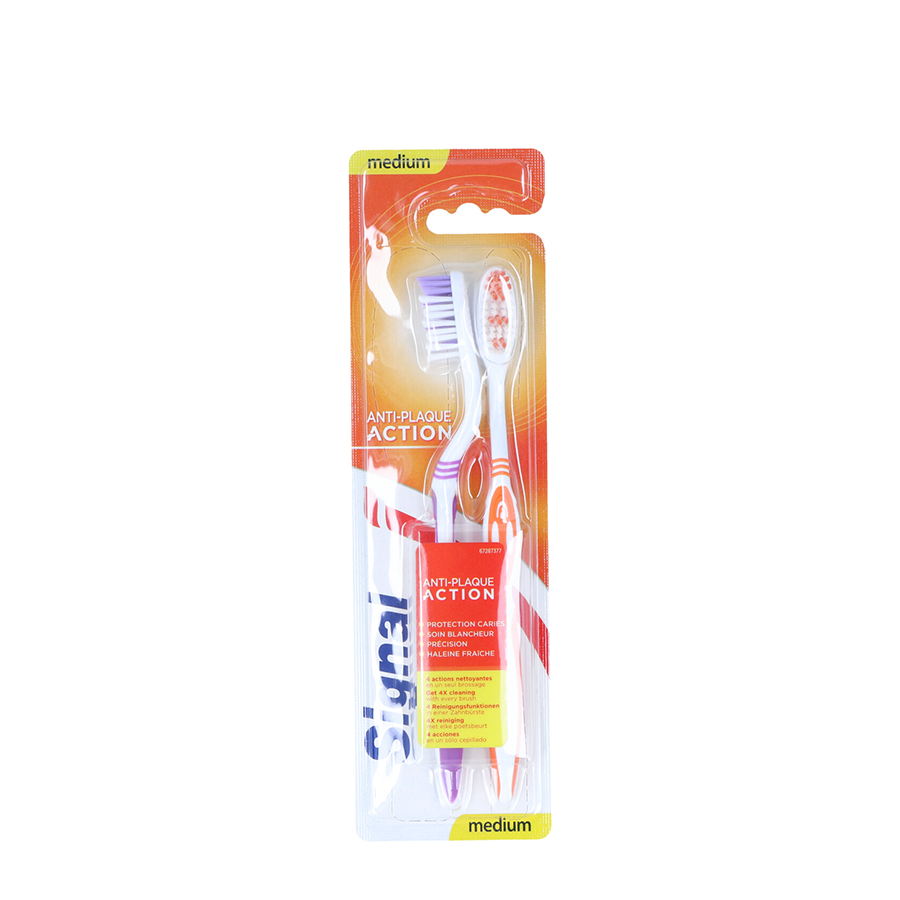 Signal brosse à dents action anti-plaque moyenne lot de 2