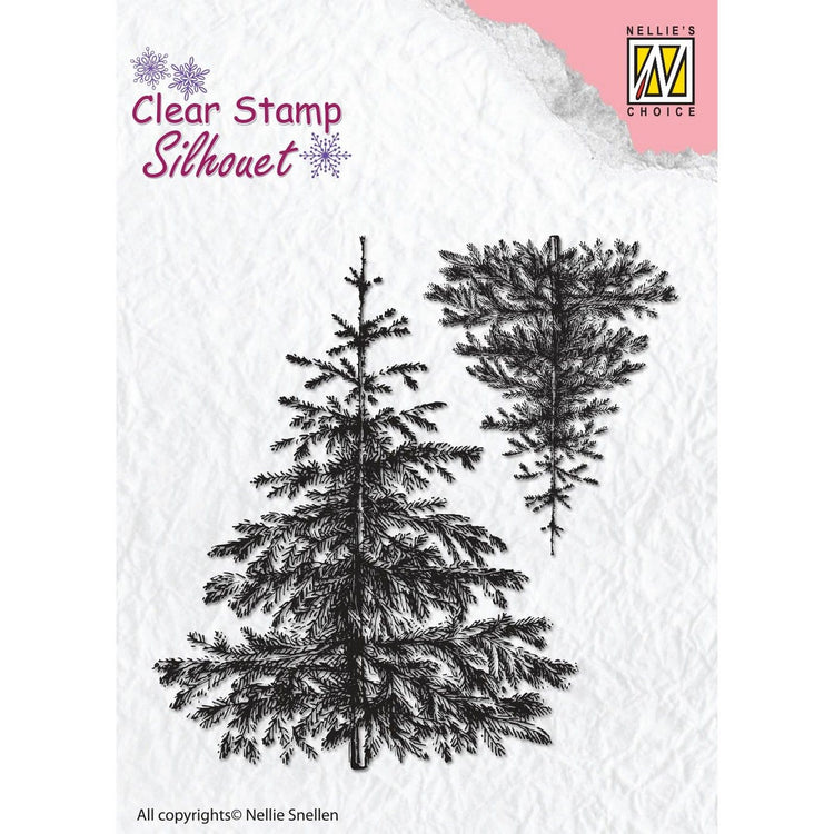 Le choix de Nellie • tampons transparents silhouette Sapin argenté de Noël 9x9cm 2pcs.