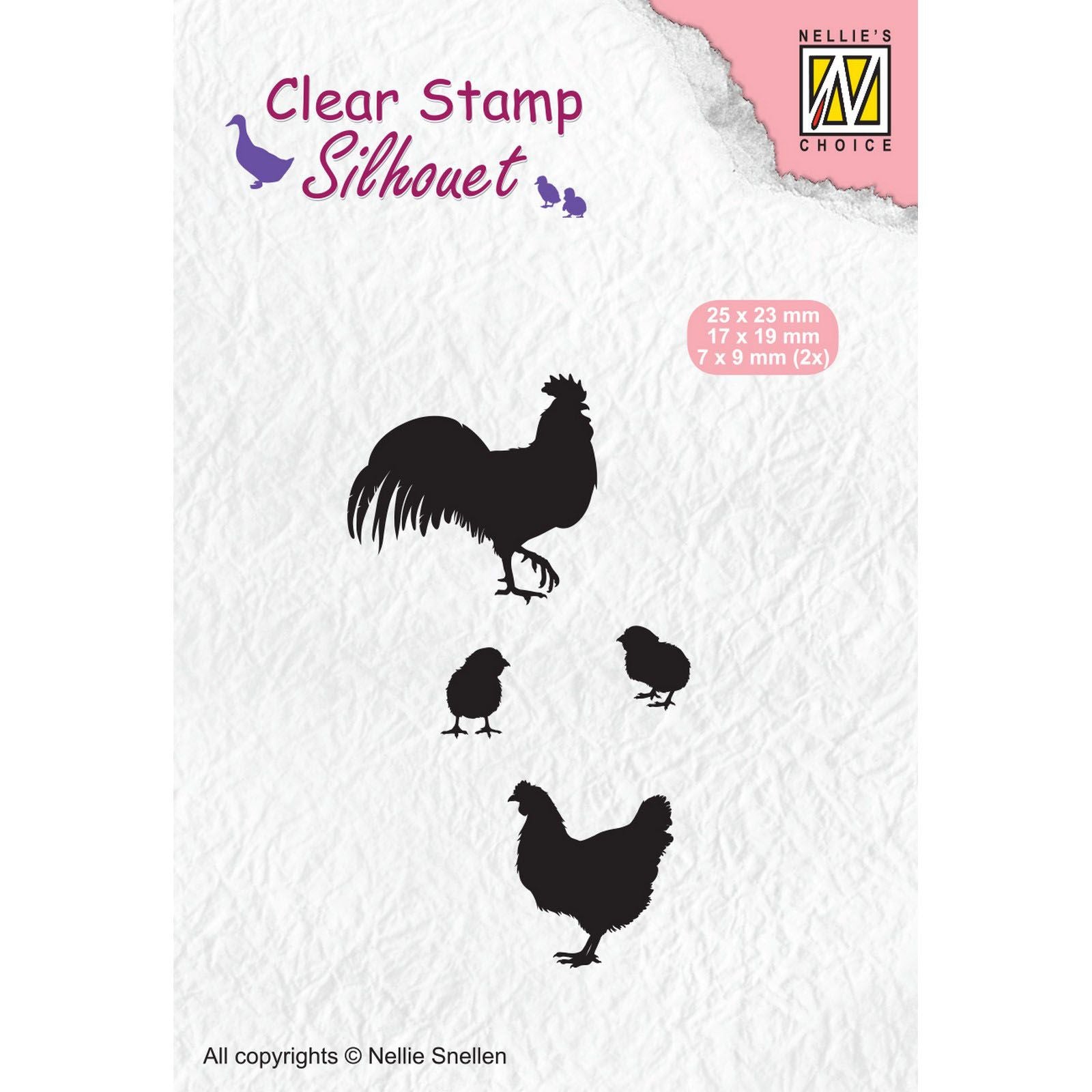 Le choix de Nellie • tampons transparents silhouette coq, poule et poussins
