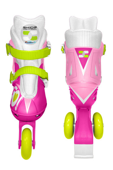 Skids Control en ligne patins de blanc rose réglable Taille 27-30