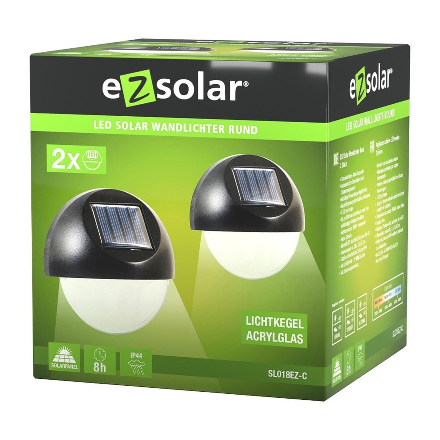 Ezolar LED applique solaire ensemble 2 pièces blanc chaud