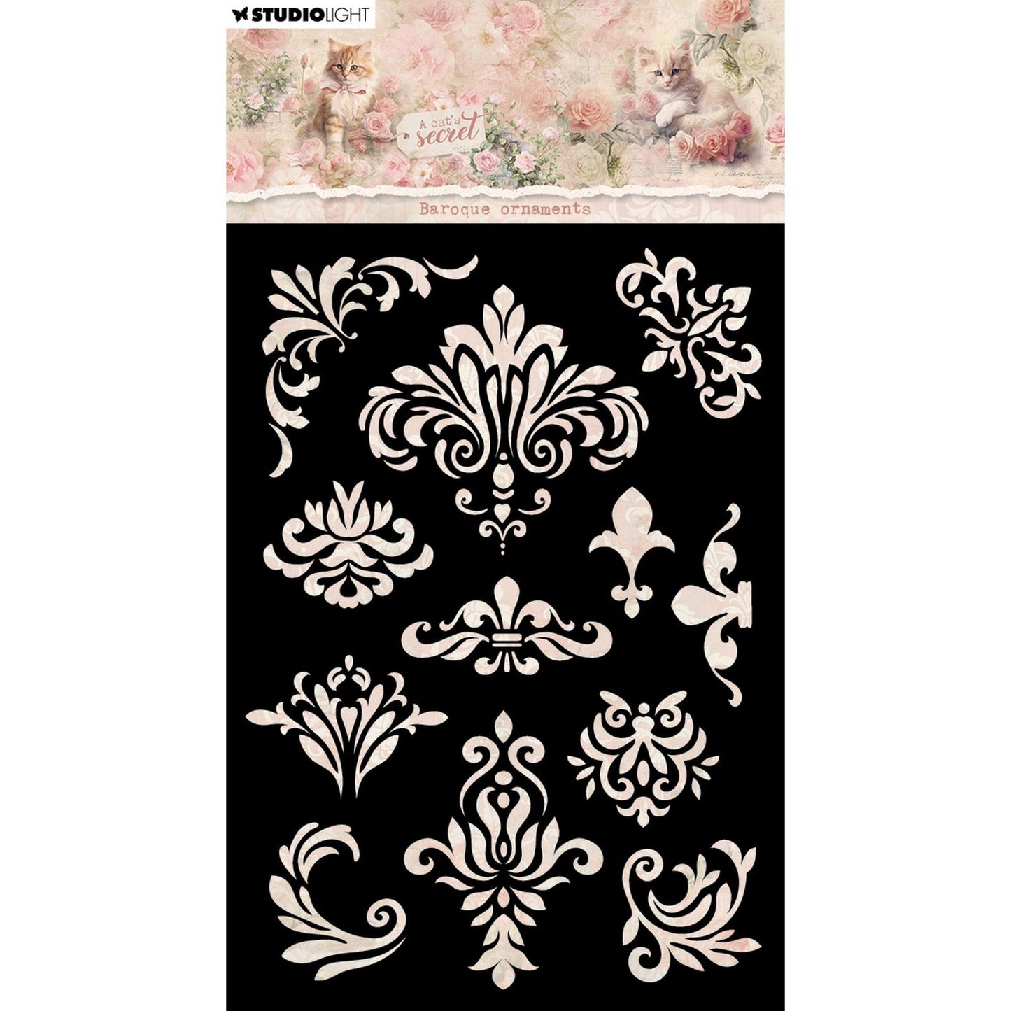 Studio light • pochoir masque secret d'un chat ornements baroques