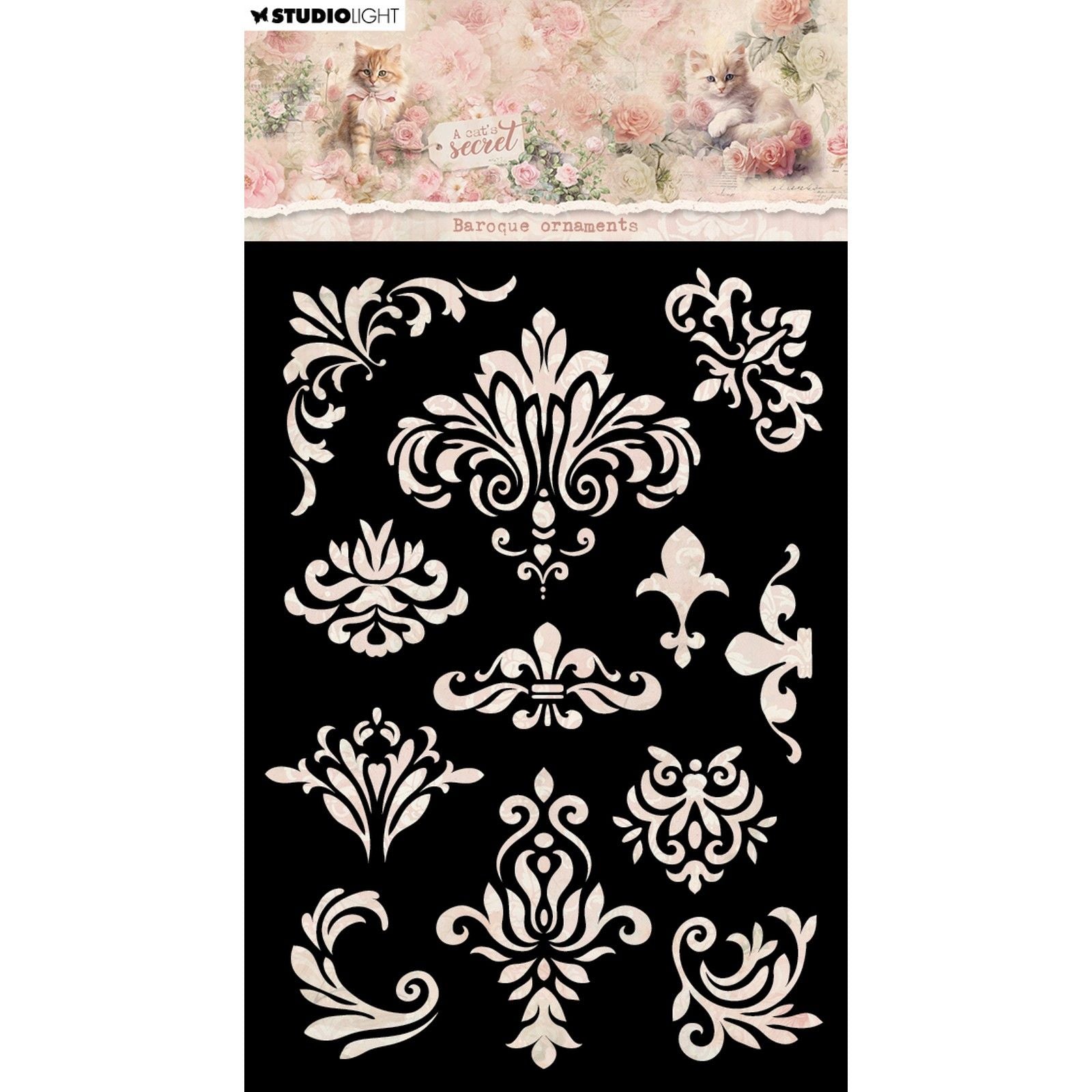Studio light • pochoir masque secret d'un chat ornements baroques