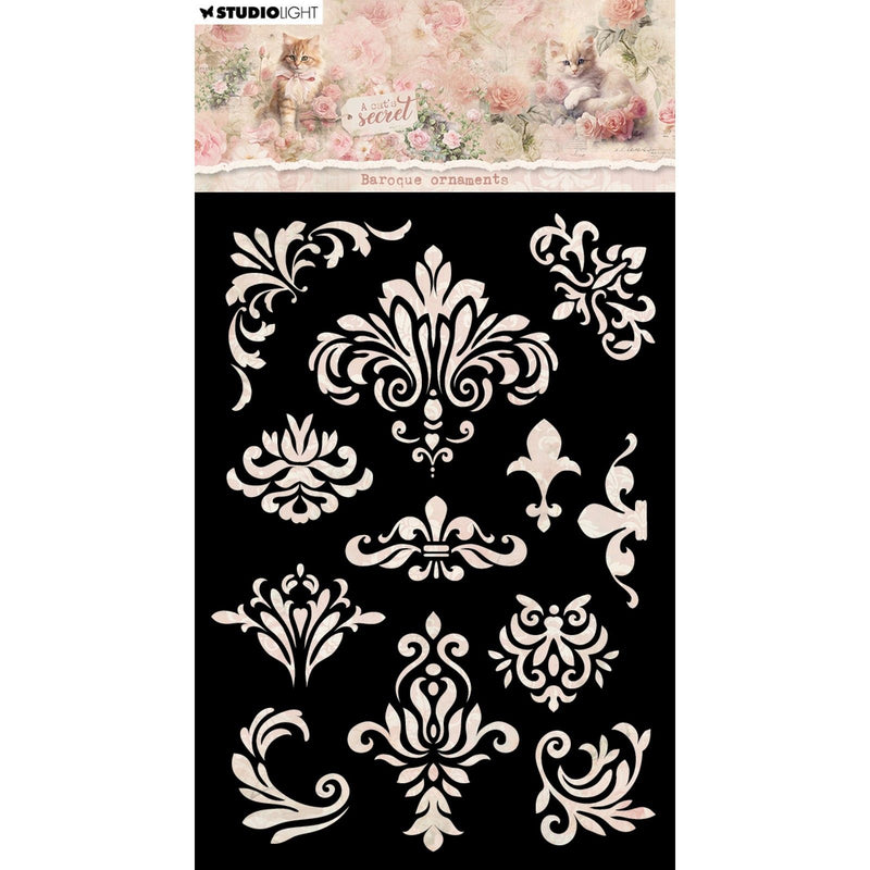 Studio light • pochoir masque secret d'un chat ornements baroques