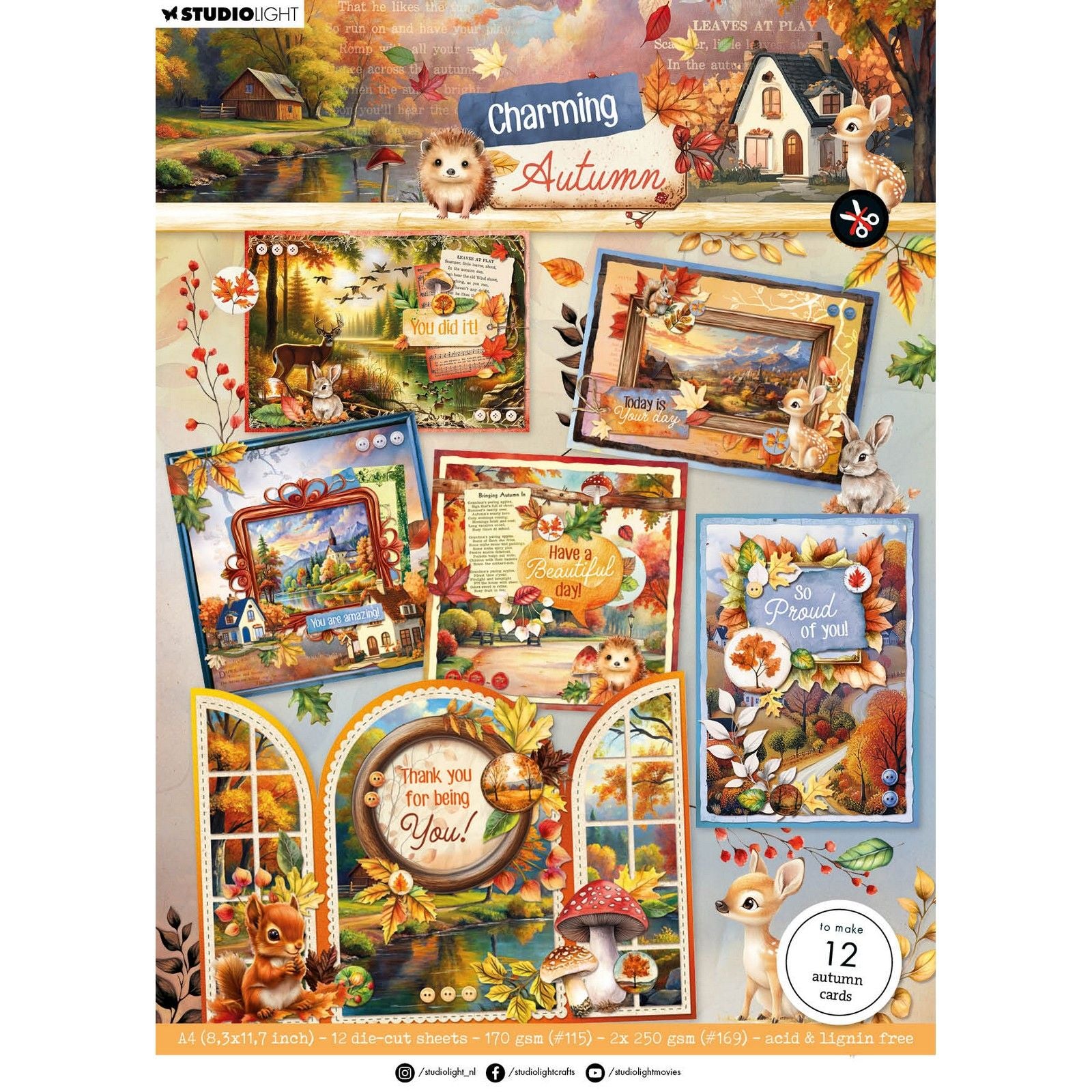 Studio Light • Charmant bloc de fabrication de cartes d'automne Cartes d'automne