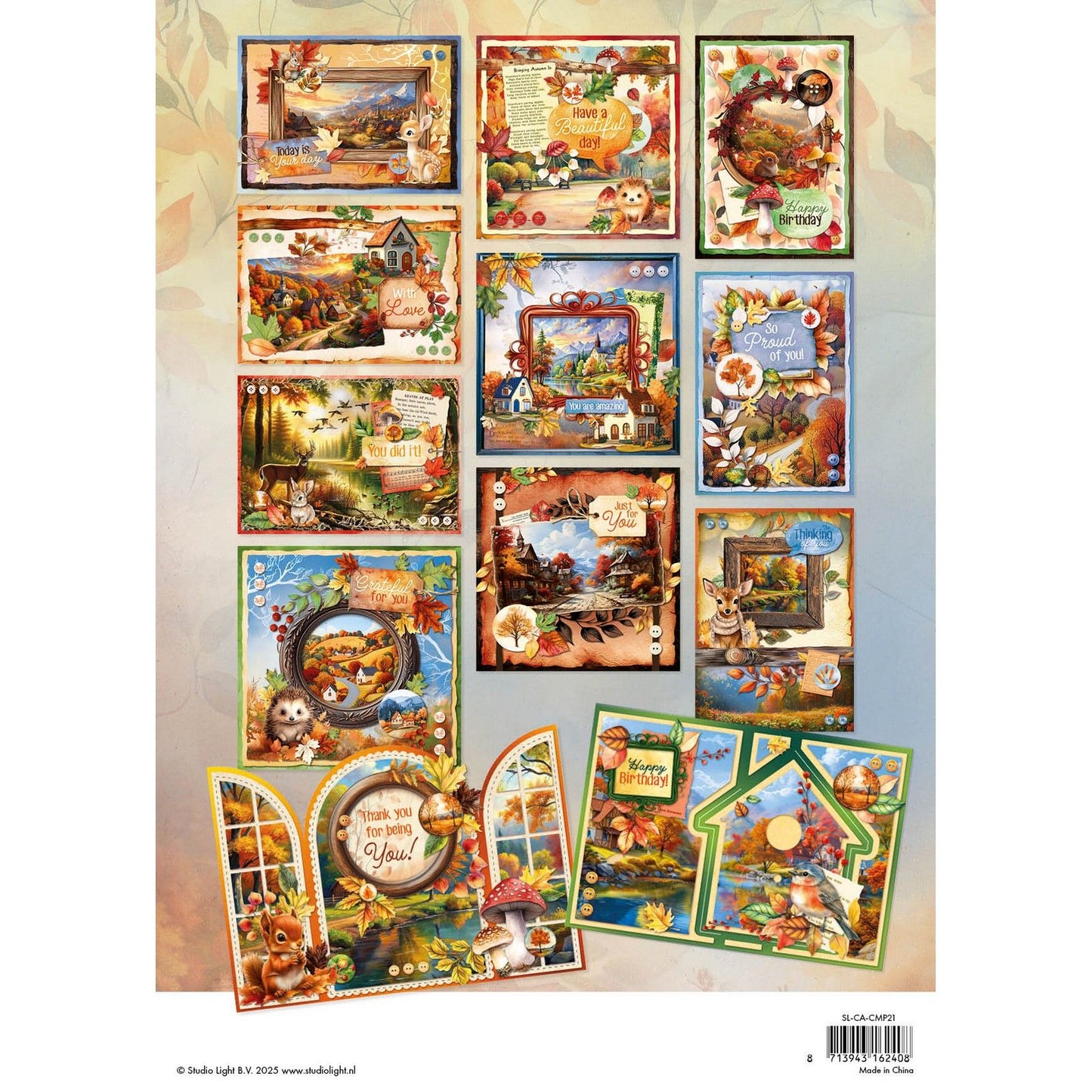 Studio Light • Charmant bloc de fabrication de cartes d'automne Cartes d'automne