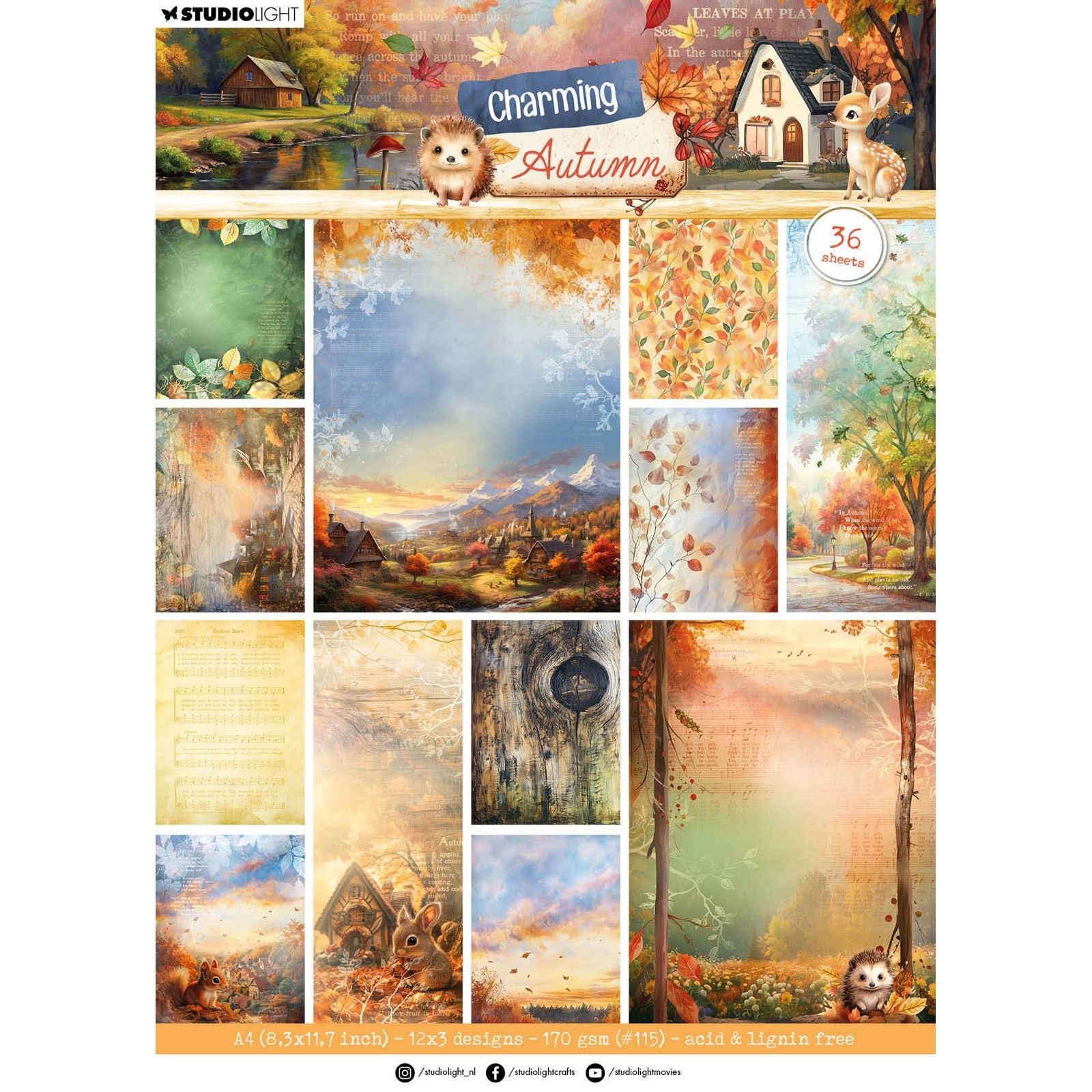 Studio Light • charmants papiers de fond pour bloc de papier design d'automne