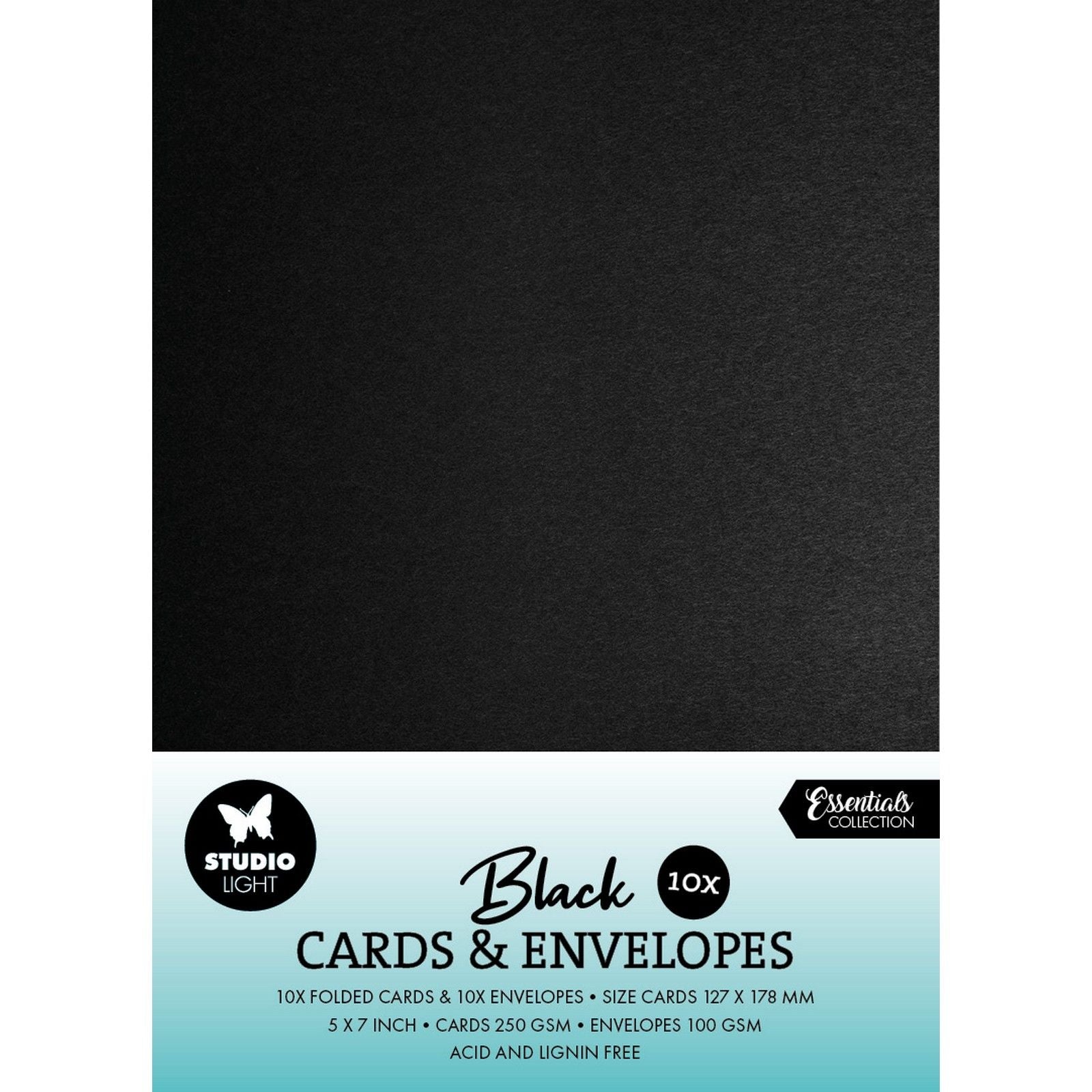 Studio light • enveloppes cartes noir 12,70x17,78cm
