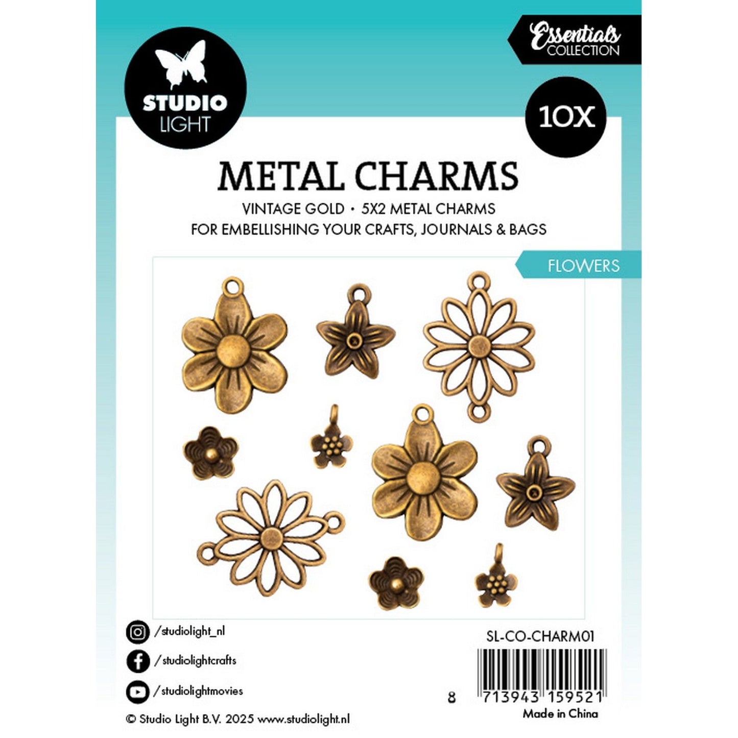 Luminaire studio • breloques en métal fleurs