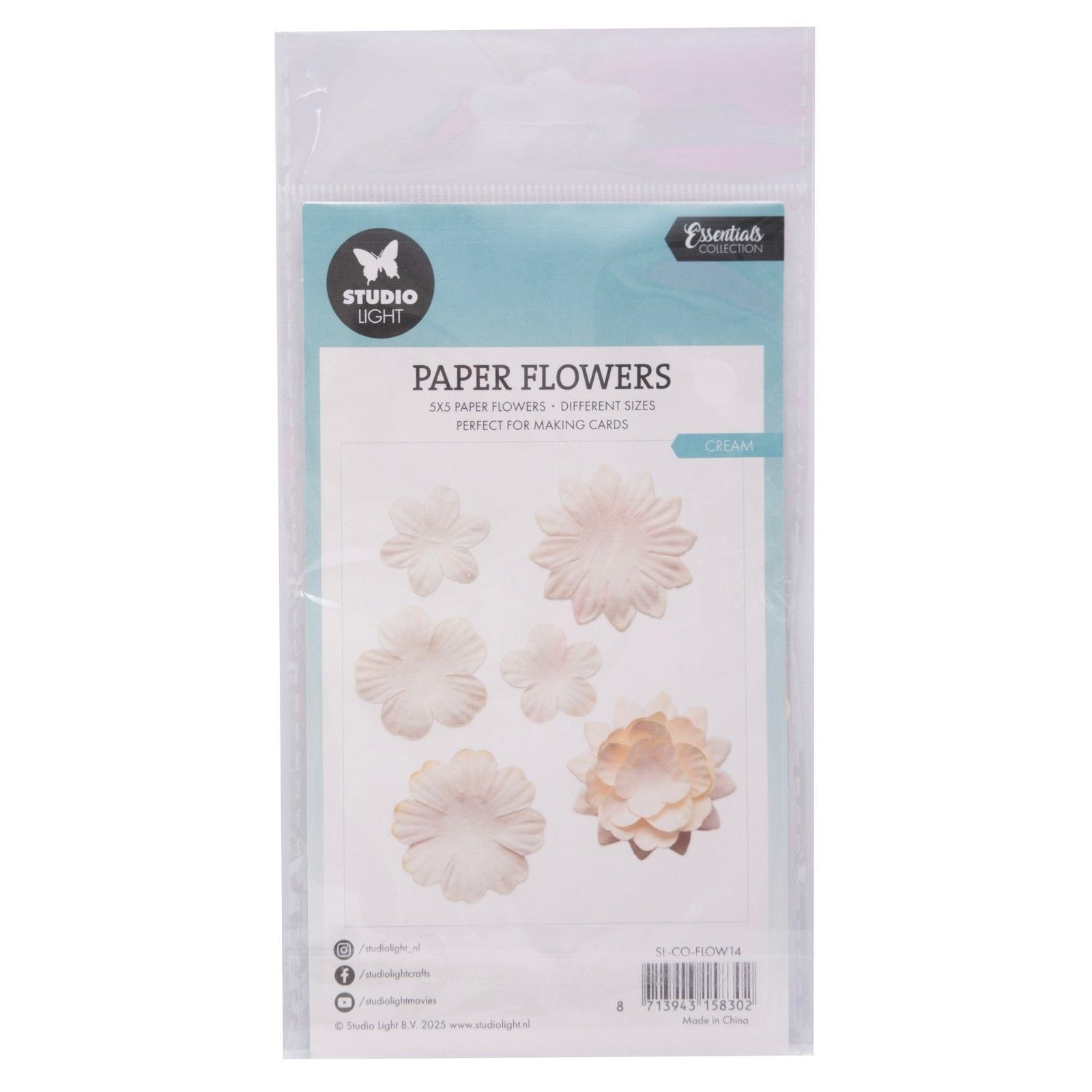 Lampe studio • fleurs en papier 25pcs crème