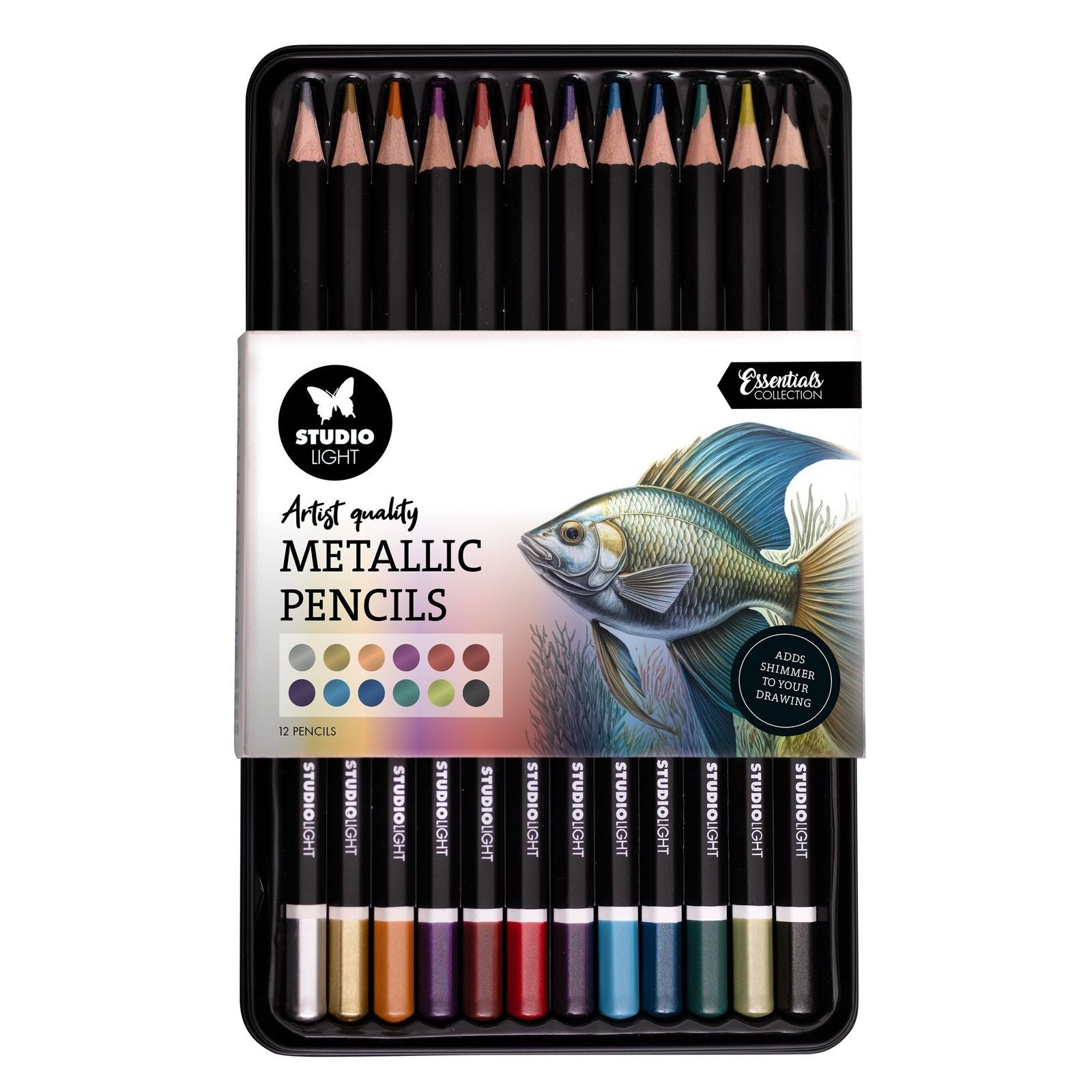 Studio light • crayons essentiels avec finition métallique 12pcs