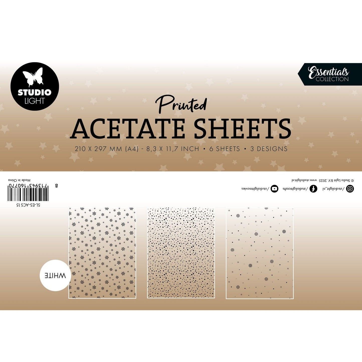 Studio light • Essentials feuille d'acétate flocons de neige blanc