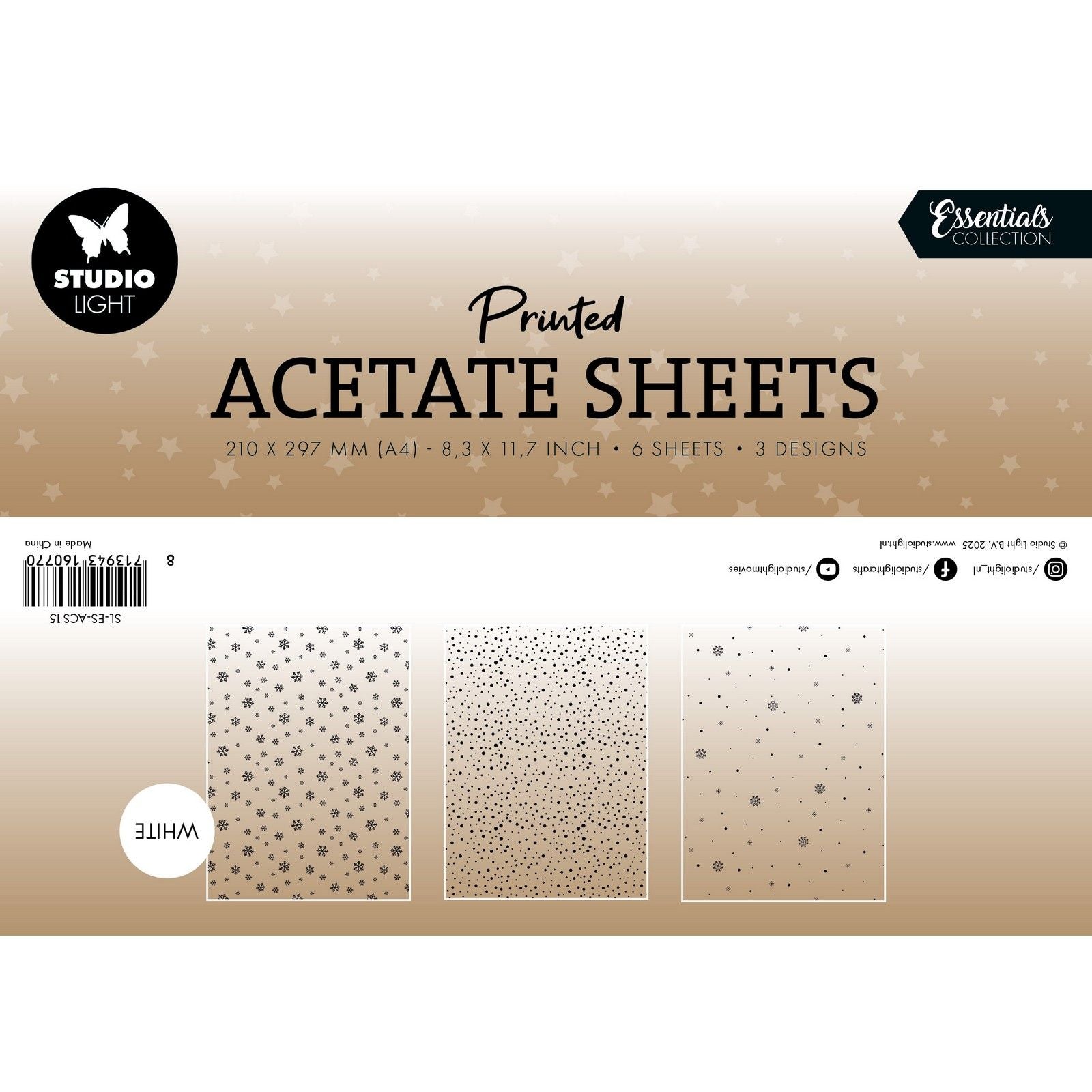 Studio light • Essentials feuille d'acétate flocons de neige blanc