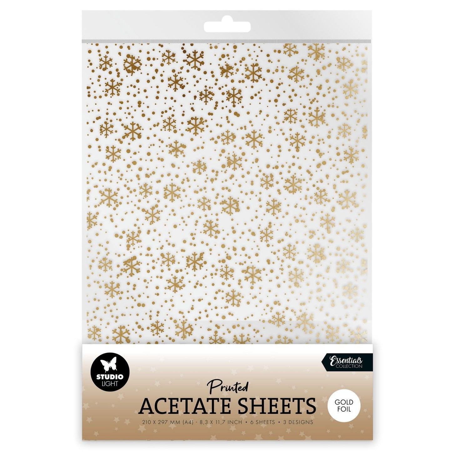 Studio light • feuille d'acétate essentielle flocons de neige dorés