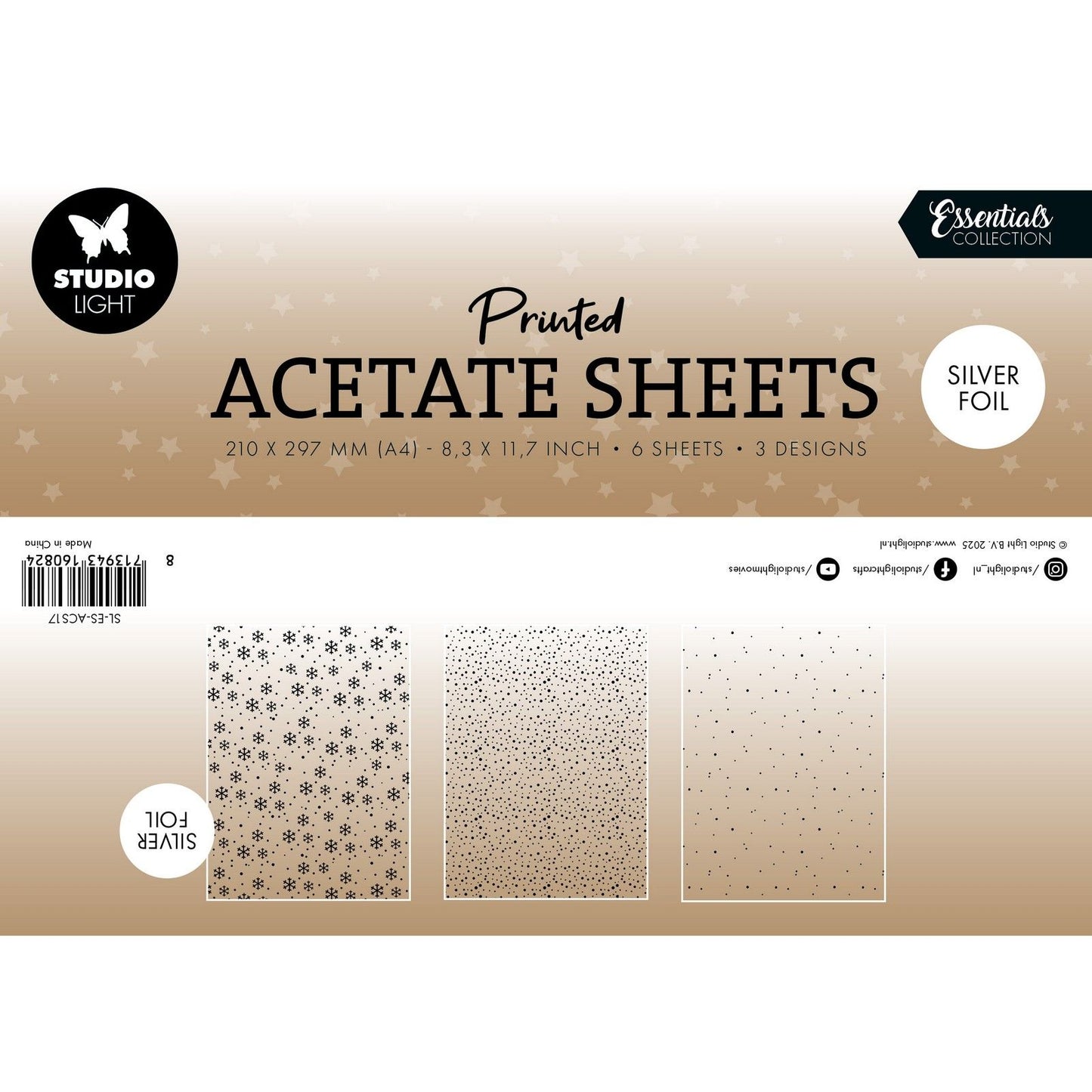 Studio light • feuille d'acétate essentials flocons de neige argent