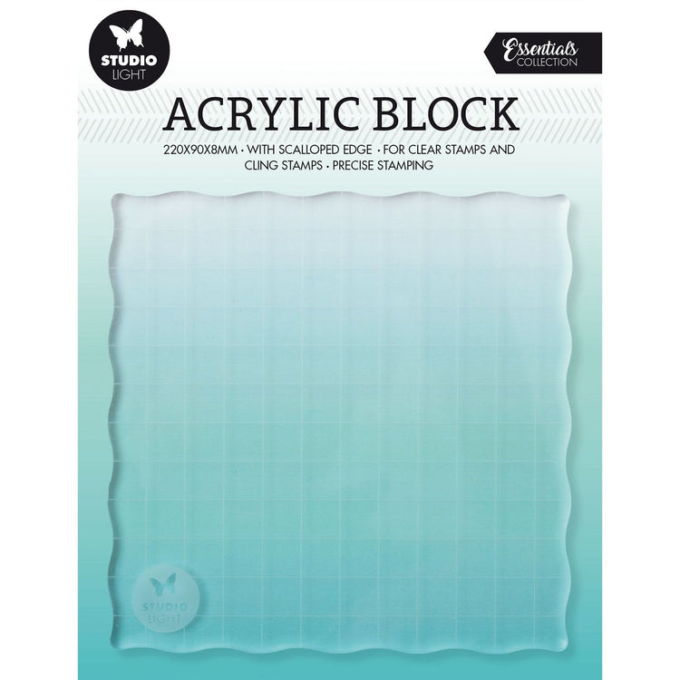 Studio light • bloc de tampons acrylique essentials pour tampons transparents et adhésifs avec grille 12x12x0,8cm n°04