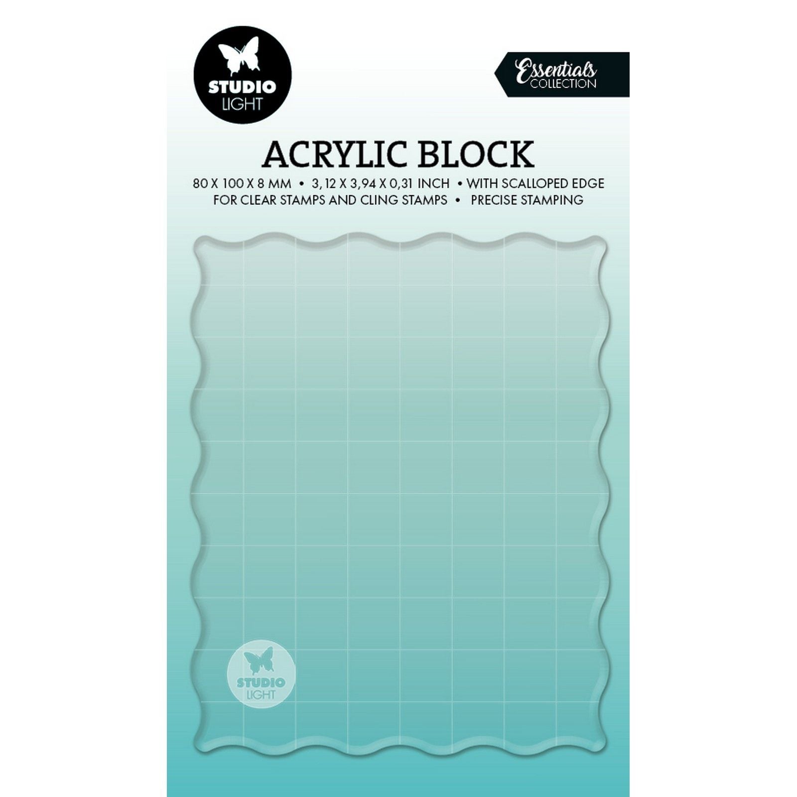 Studio Light • bloc d'estampage en acrylique essentiel pour tampons transparents et adhésifs avec grille