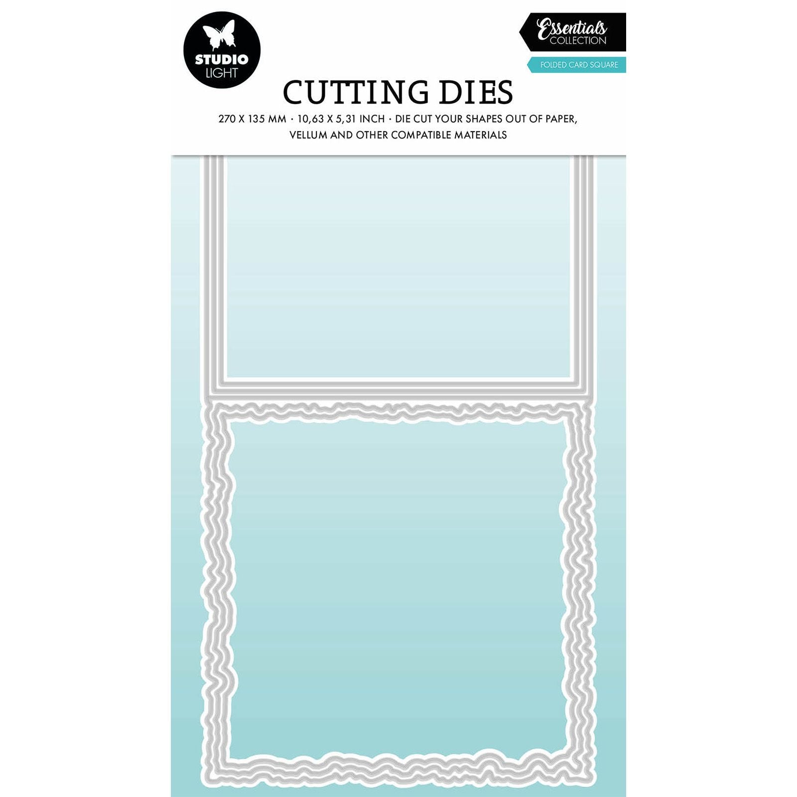 Studio Light • Matrice de découpe Essentials, bord déchiré, forme de carte, carré